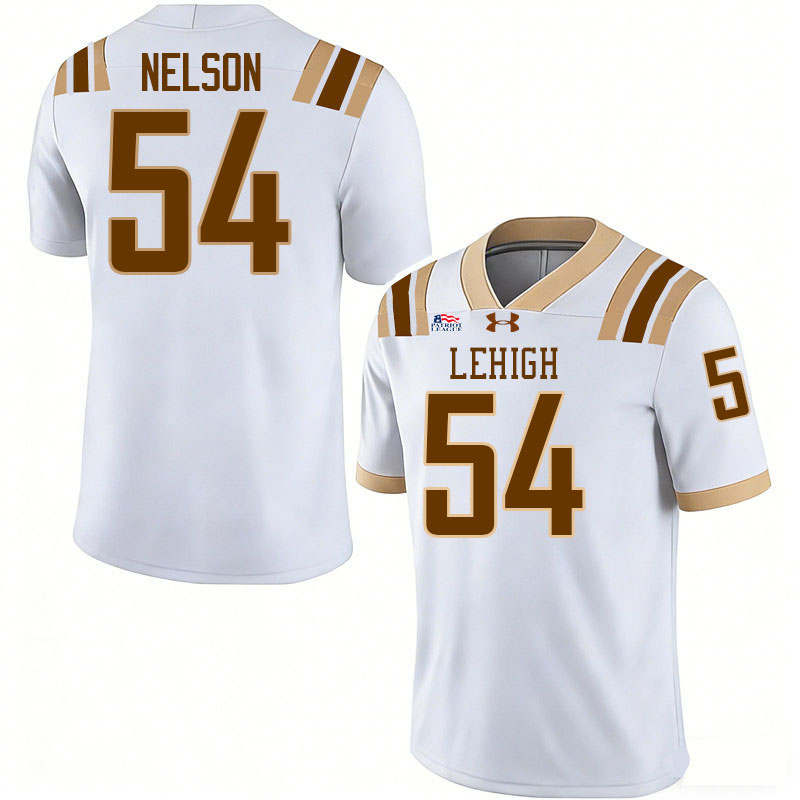 Lehigh Mountain Hawks #54 Jadin Nelson College Football Jerseys,Uniforms-White